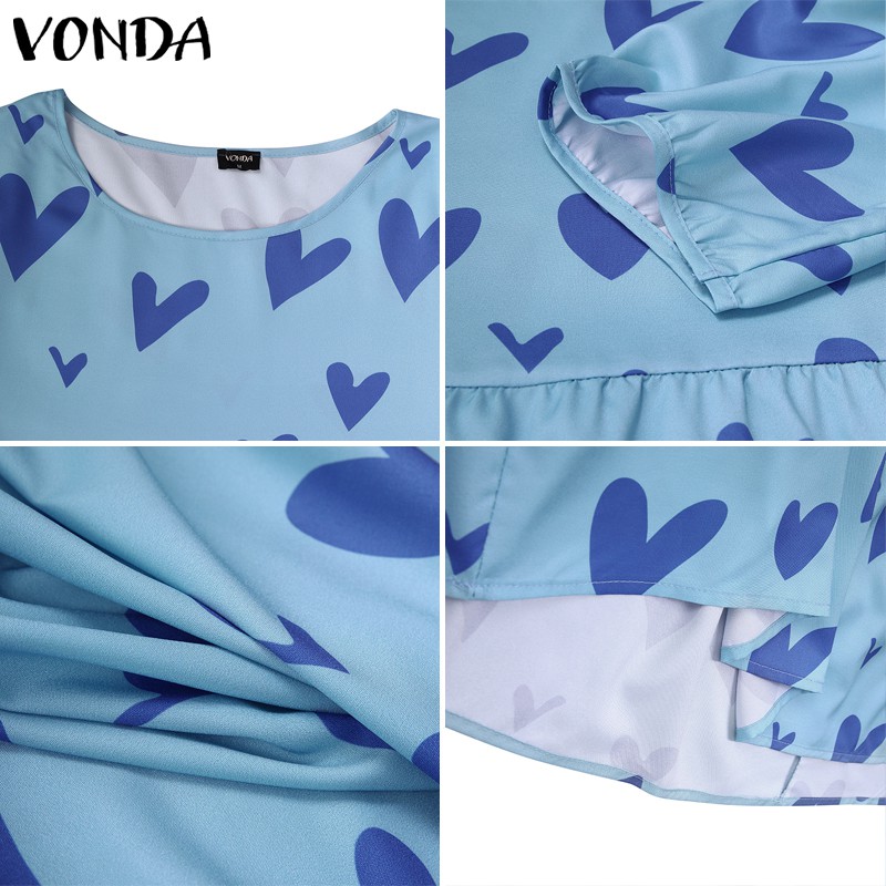 Đầm VONDA tay ngắn form rộng họa tiết trái tim trẻ trung cho nữ | BigBuy360 - bigbuy360.vn