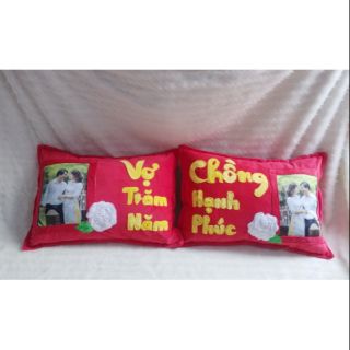 Cặp gối handmade in ảnh Vợ Chồng Trăm Năm hạnh phúc