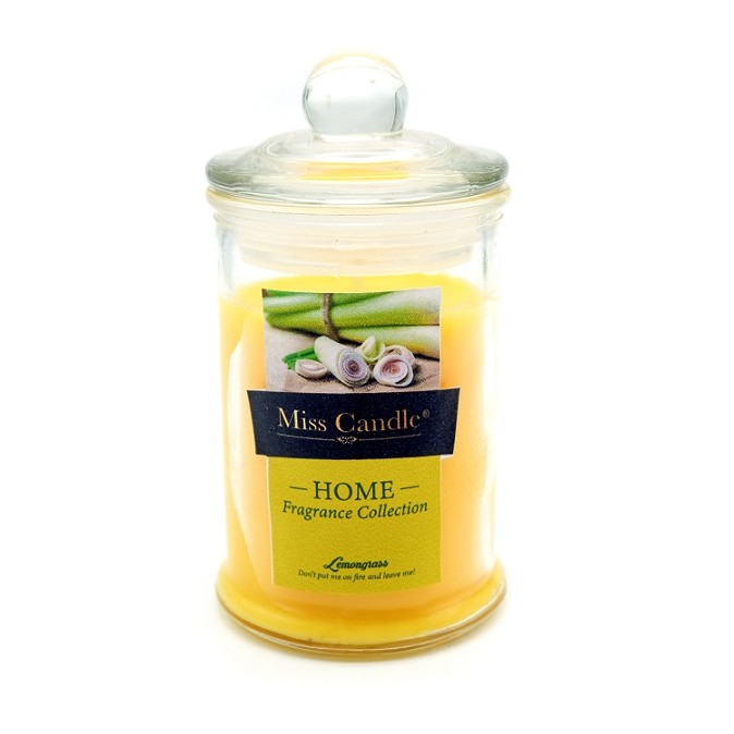 Nến thơm ly thủy tinh D6H11 Miss Candle FTRAMART MIC5678 95g Lemongrass (Hương sả chanh)