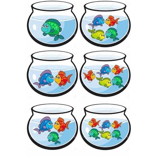 Học liệu đếm số chủ đề con cá, học liệu bóc dán montessori bé tập đếm