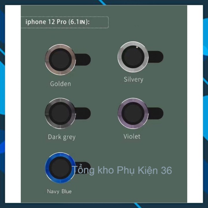 Ống kính camera iP 12 /12mini/12pro/12 Promax/13/13mini/13pro/13prm Kính chống rơi khung kim loại