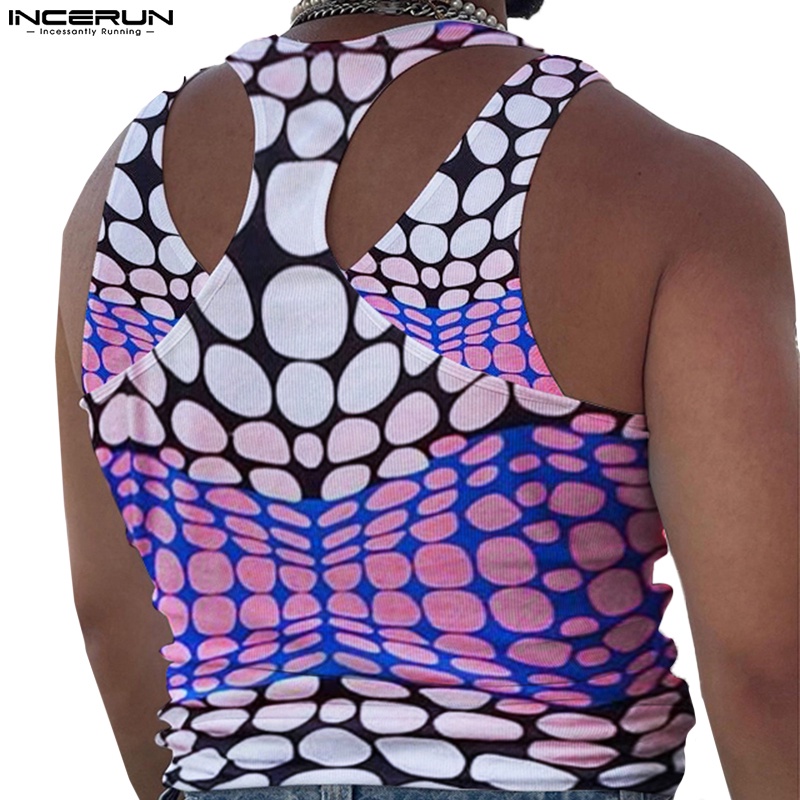 INCERUN Áo Thun Ba Lỗ Thể Thao Họa Tiết Chấm Bi Thời Trang Mùa Hè Cho Nam