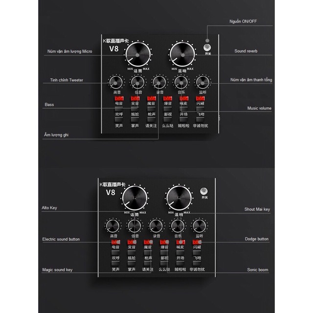 Sound Card V8 thu âm live stream