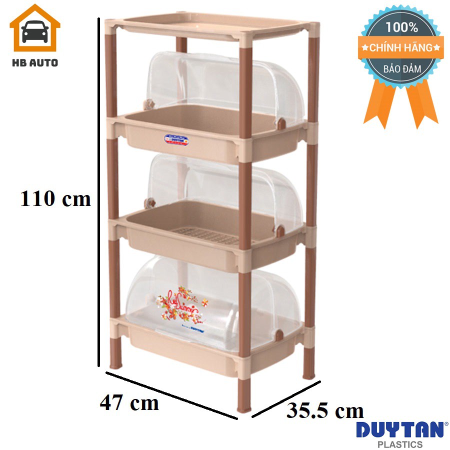 Kệ Nắp Nhỏ 3 Ngăn Nhựa PP Chính Phẩm Duy Tân Kích Thước 47 x 35.5 x 110 cm