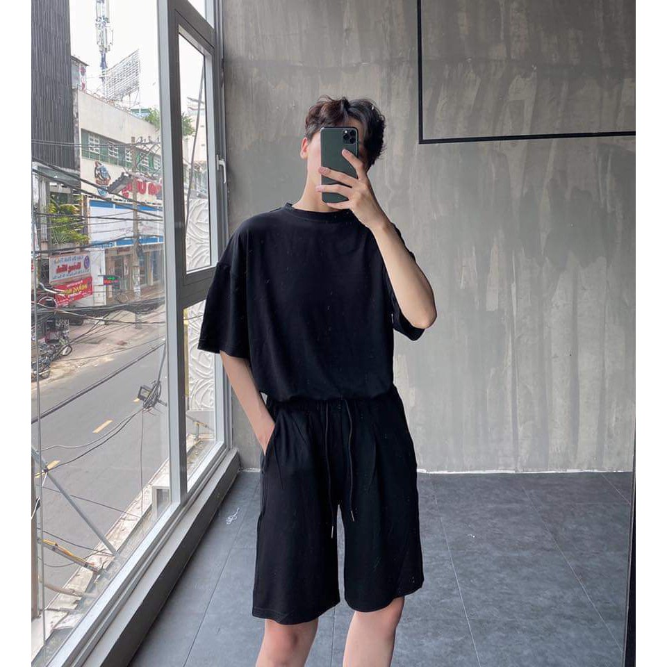 [Mã SKAMA06 giảm 8% tối đa 50K đơn 250K] Set đồ UNISEX BASIC / Quần short trơn đen + Áo thun trơn | BigBuy360 - bigbuy360.vn