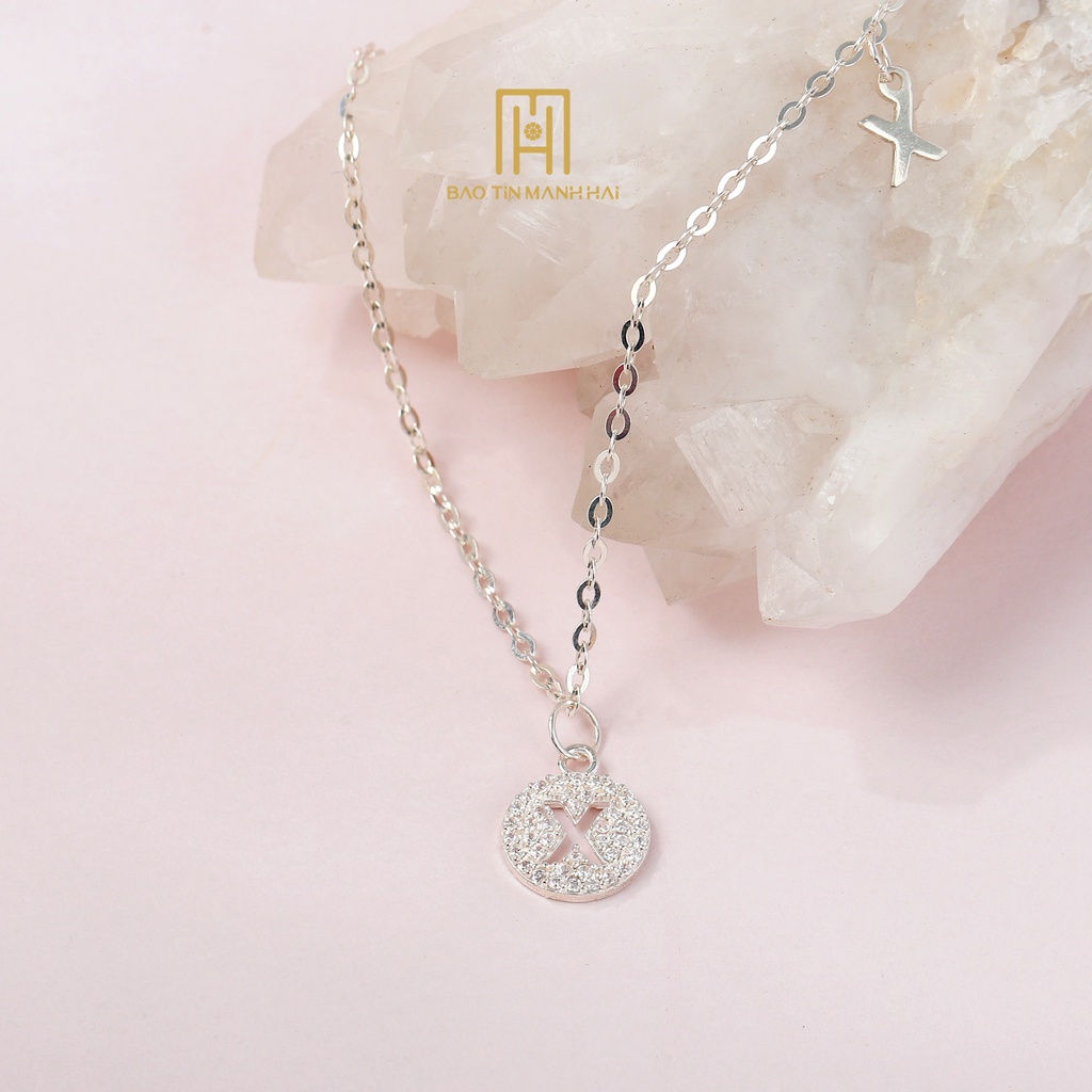 Dây chuyền Bạc ta hình tròn chữ X phong cách Hàn Quốc DB05 Bảo Tín Mạnh Hải