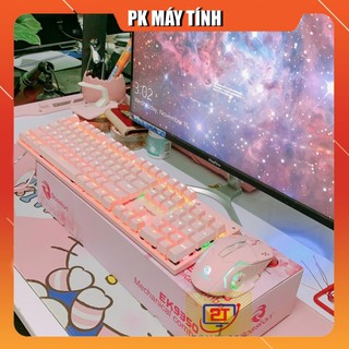 Bộ Bàn Phím Chuột Cơ Bosston EK9350 Màu Hồng ( Pink ) - TẶNG BÀN DI HỒNG 30X80X4ly  - Bảo hành 12 tháng