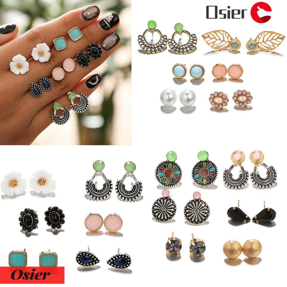 1 Set 6 Đôi Bông Tai Hình Hoa Phong Cách Vintage|Lá Rỗng