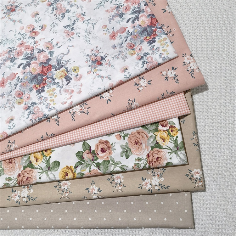 Tấm vải cotton chải kỹ họa tiết hoa cỡ 60''/160 cm làm vỏ gối/bộ đồ mặc nhà