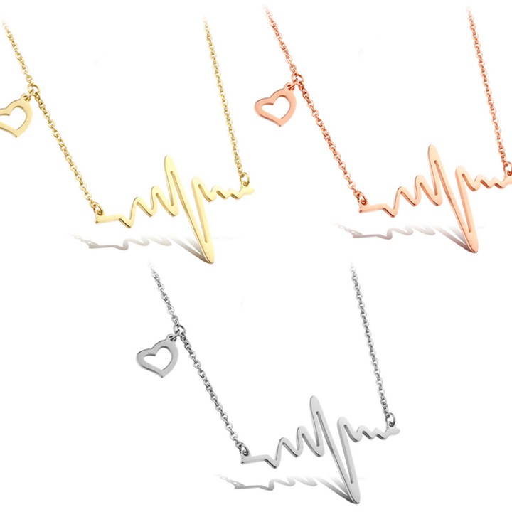 DÂY CHUYỀN TITAN CAO CẤP HÌNH NHỊP TIM THỜI TRANG TN015 - siêu đẹp, bền màu, chuẩn thời trang