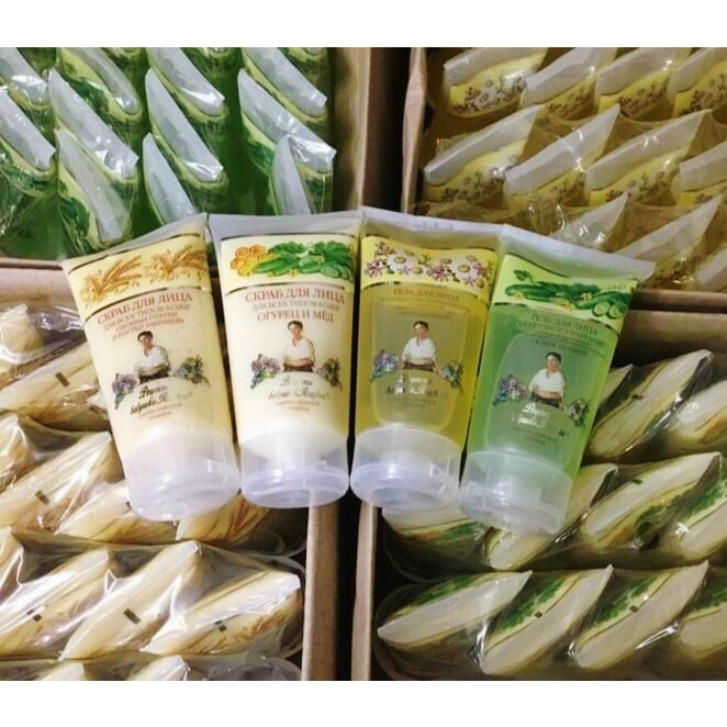 Sữa rửa mặt, tẩy da chết bà già Agafia Nga