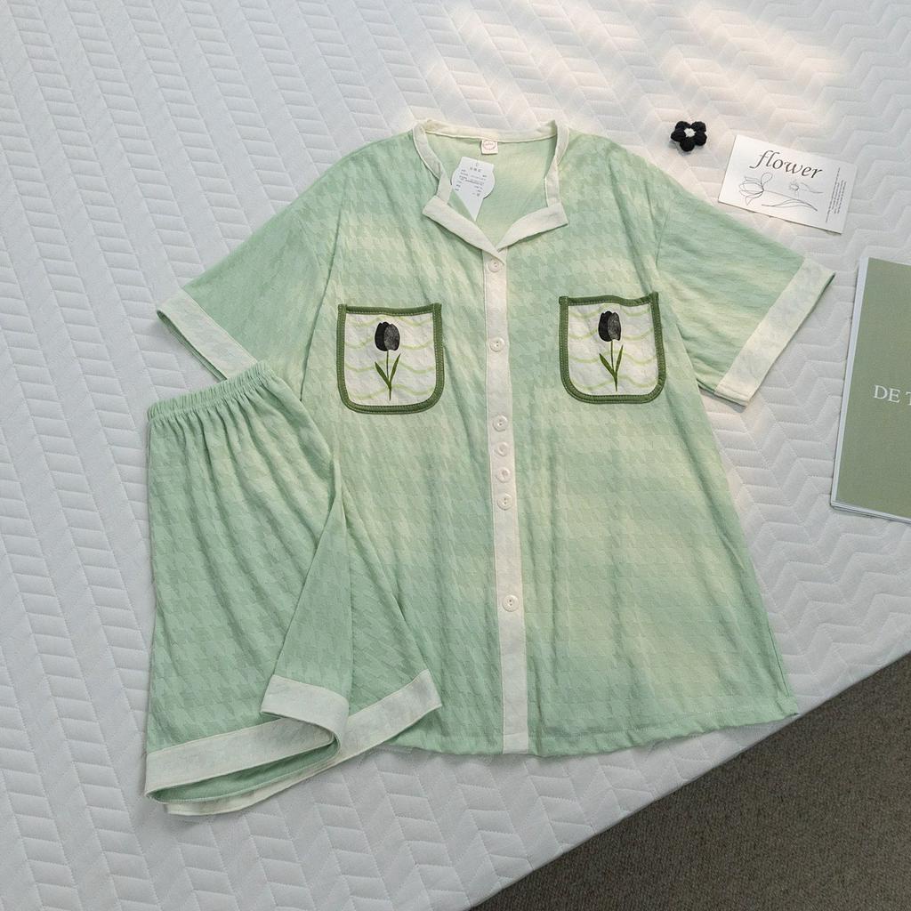 BỘ ĐỒ NGỦ MẶC NHÀ CỘC TAY CỘC GÂN ĐÓA HOA RỰC RỠ HOT TREND HÈ 2023