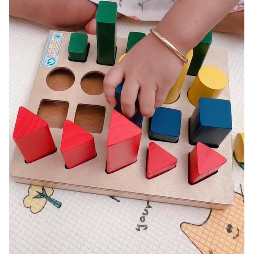 Giáo cụ Montessori - Bộ bảng khối trụ so sánh bằng gỗ hàng Việt Nam - Tamankids