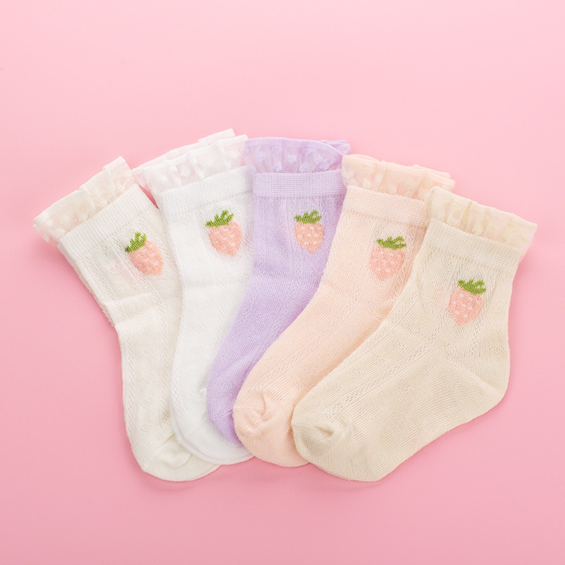 Set 5 Đôi Tất Cotton Siêu Mỏng Phối Nơ Xinh Xắn Cho Bé Gái