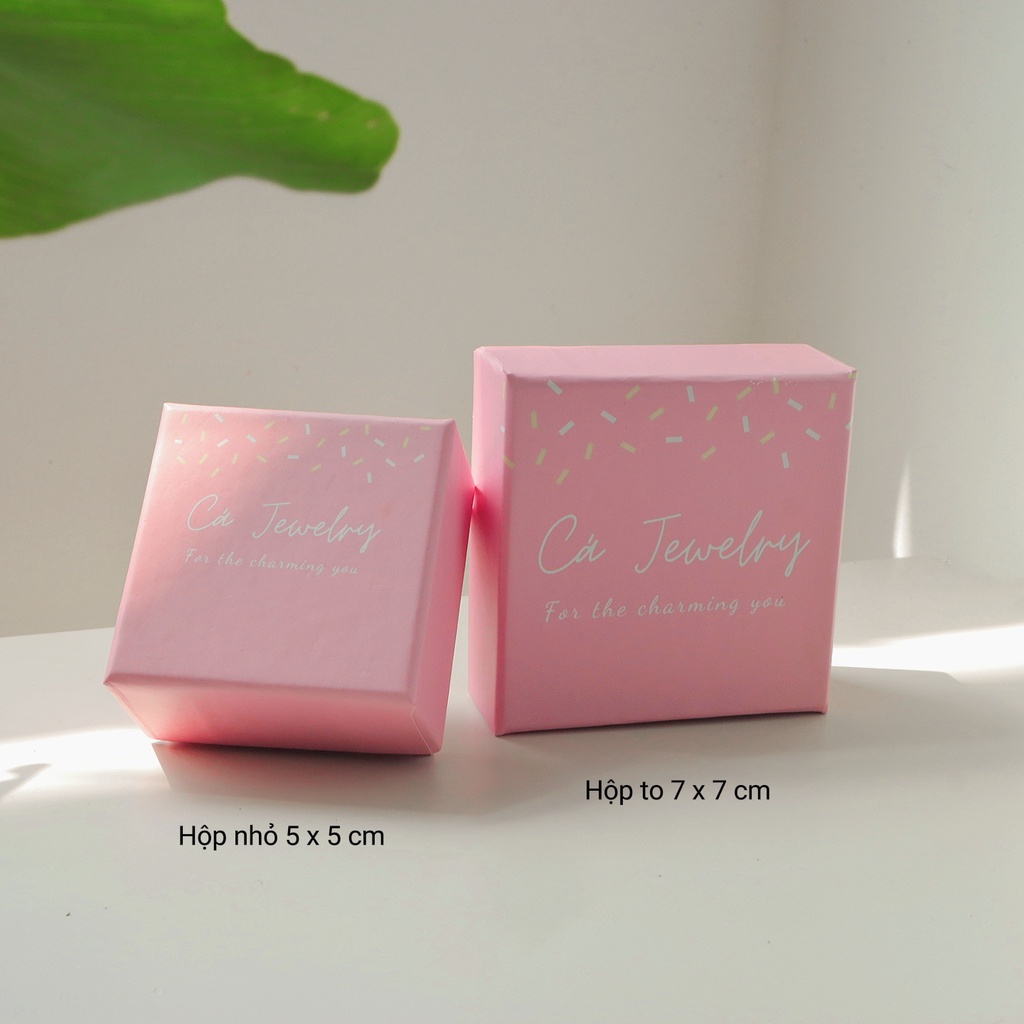 Hộp túi đựng trang sức bạc nhẫn dây chuyền lắc tay lắc chân khuyên tai cao cấp đẹp màu hồng của Cá Jewelry