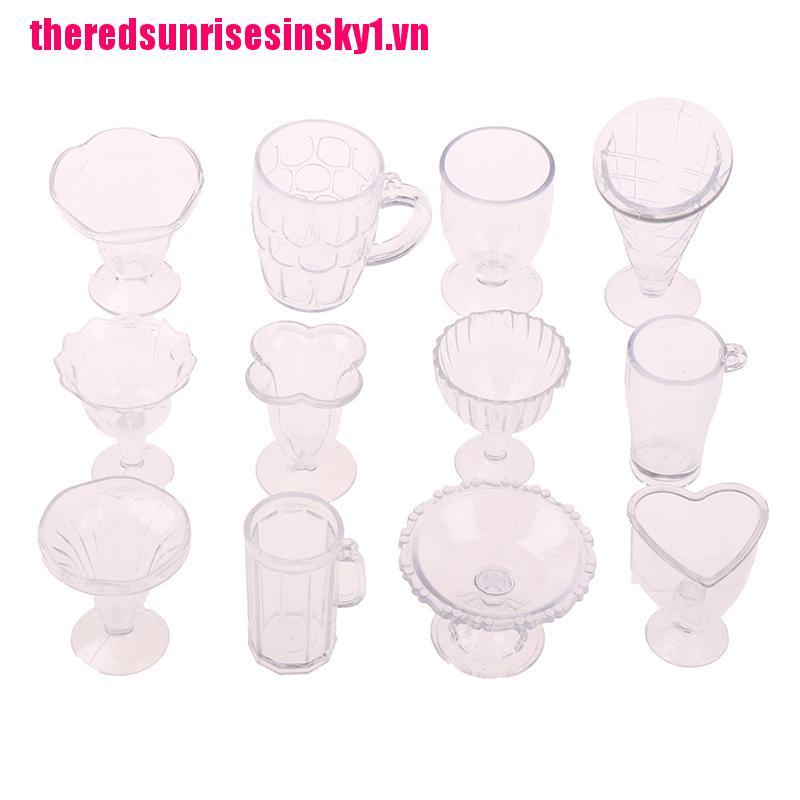 Set 12 Ly Kem / Đĩa / Muỗng / Cốc Mini Trang Trí Nhà Búp Bê