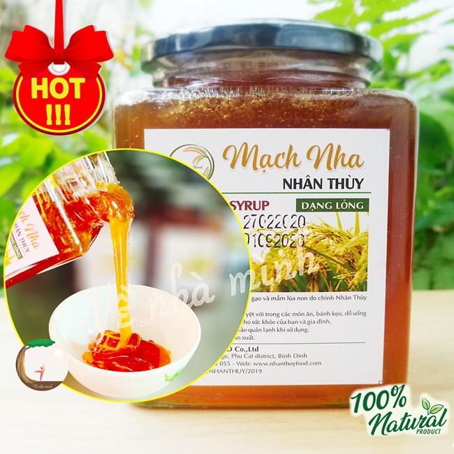 MẠCH NHA ĐƯỜNG HỮU CƠ NGUYÊN CHẤT NHÂN THÙY 500ML Vị ngọt truyền thống dùng trong ăn uống dưỡng sinh nấu chè làm bánh...
