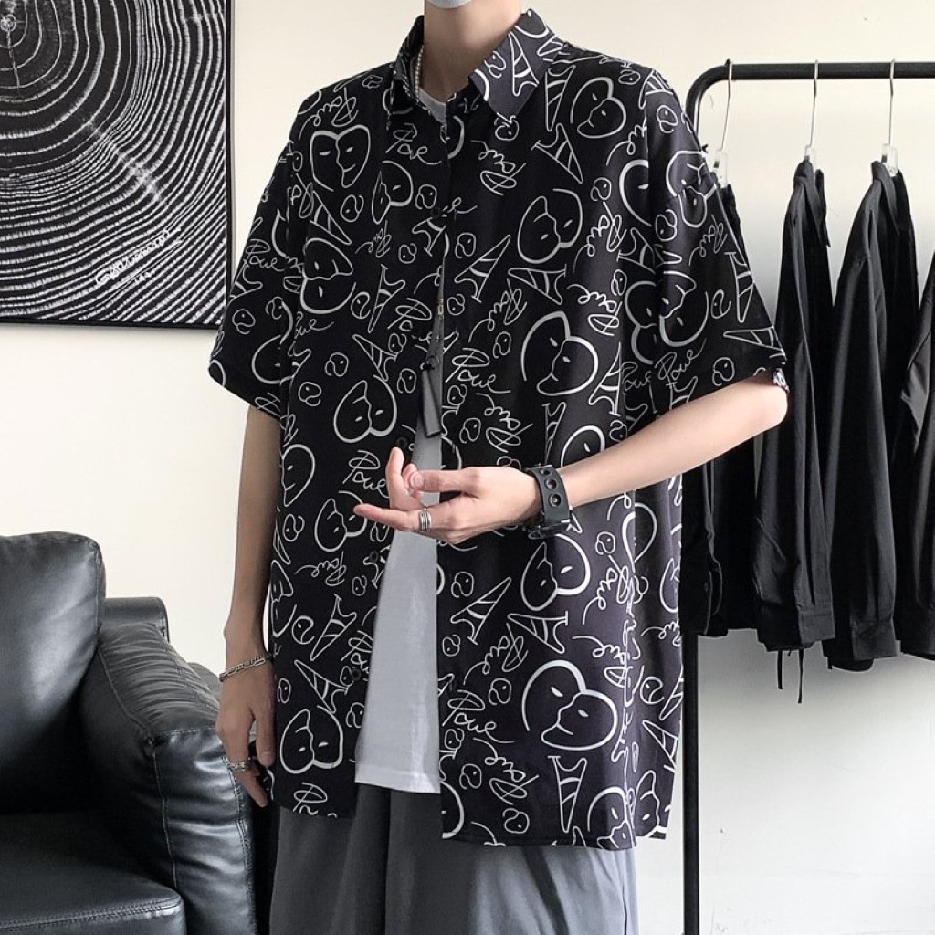 Sơ mi tay ngắn from rộng unisex nam nữ , sơ mi nam nữ vải voan lụa mịn mát free size 40kg - 70kg