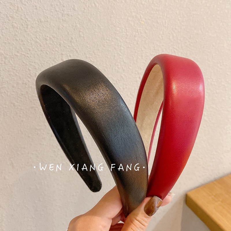 Băng Đô Da PU Phong Cách Retro Đơn Giản Cho Nữ