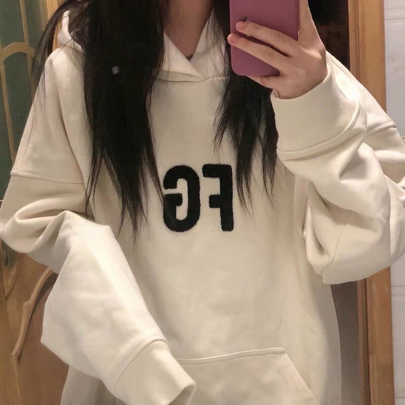 Áo hoodie dài tay nỉ bông thu đông ba màu đen xám trắng cá tính Nhungkudo