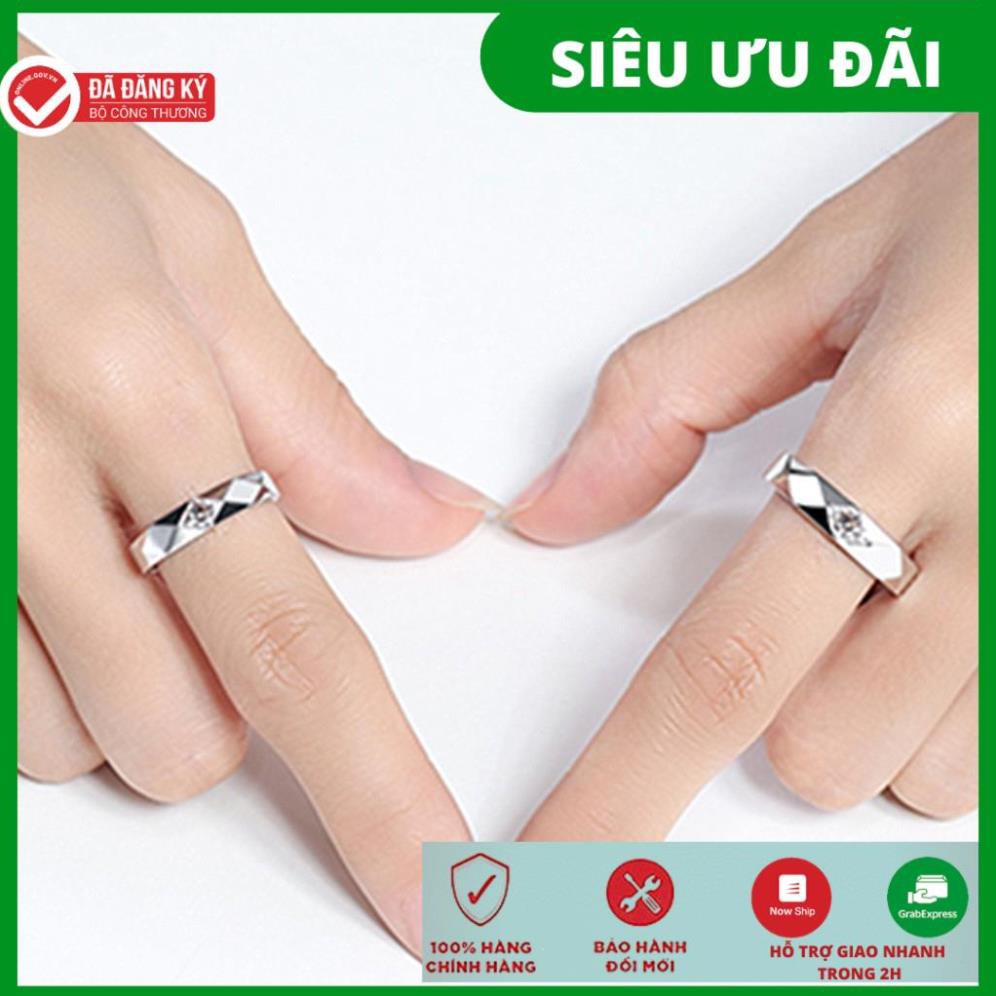 valentine  Nhẫn Nam Nữ Kim Cương Một Cặp Tình Nhân Trang Sức Bạc Mạ Bạch Kim Thời Trang Hàn Quốc .