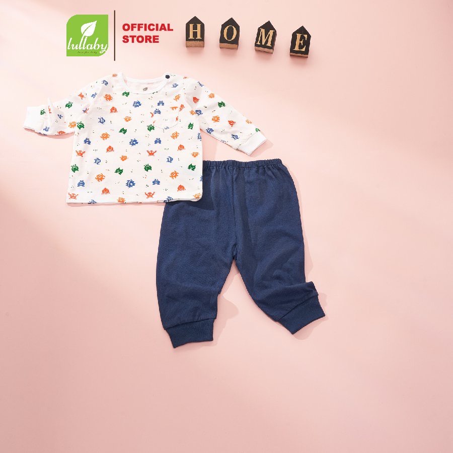 Bộ dài tay cài vai cotton họa tiết LULLABY cho bé NH96A