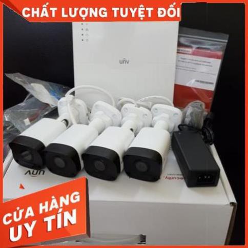 [Thanh lí xả kho] Bộ KIT 4 Camera UNV IP 2.0Mpx FULL HD 1080P gồm  ĐẦU GHI+ 4 CAM + Ổ CỨNG, 4 cổng POE