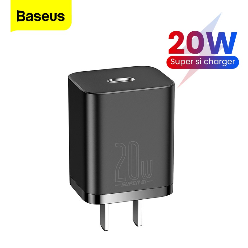 20W Củ Sạc Baseus 20W PD  Baseus Compact Quick Charger 20W (USB + Type C Dual Port, 20W PD/QC 3.0 Multi Quick Charge Sup