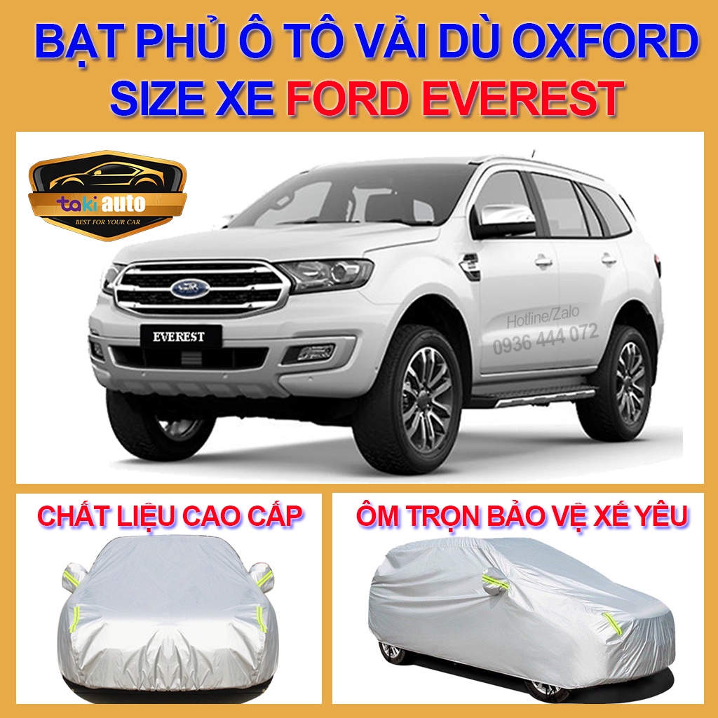 [EVEREST - LOẠI VẢI DÙ] Bạt trùm xe ô tô FORD EVEREST vải dù oxford cao cấp , áo bạt phủ trùm che kín che nắng,mưa