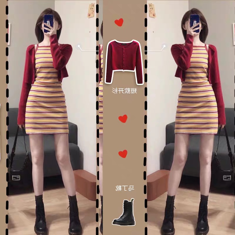 SUXI Đầm Dệt Kim Sát Nách Màu Sắc Thanh Lịch Dành Cho Nữ