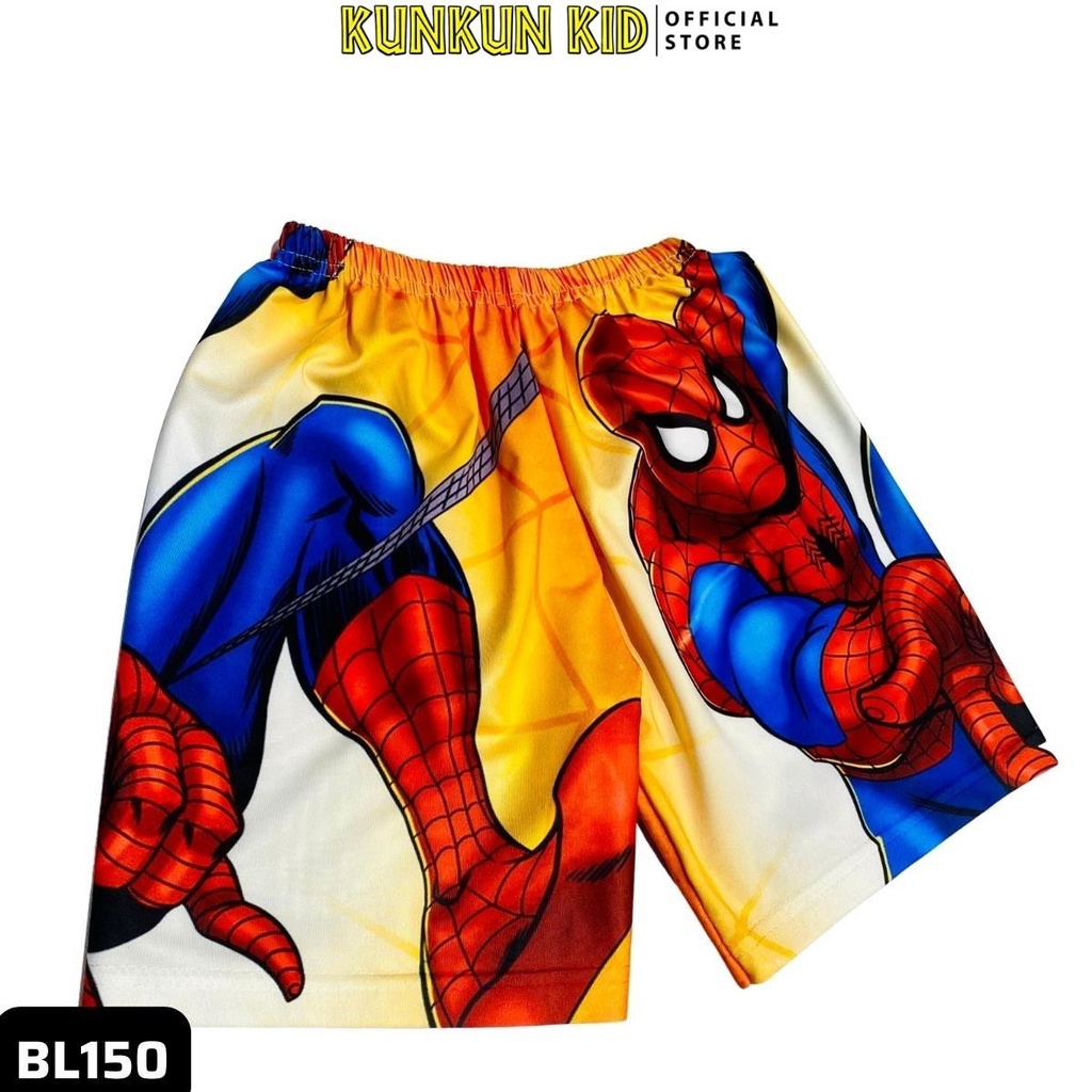 Bộ ba lỗ bé trai chất Thun lạnh in 3D hình người nhện spiderman Kunkun Kid BL150