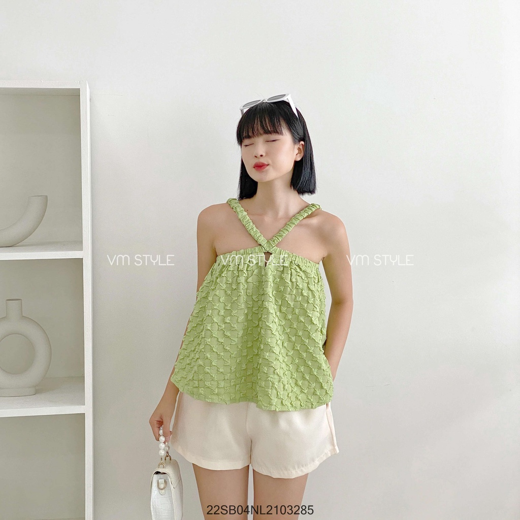 Set bộ nữ VM STYLE áo 2 dây chun + quần ngắn thời trang ulzzang 22SB04NL2103