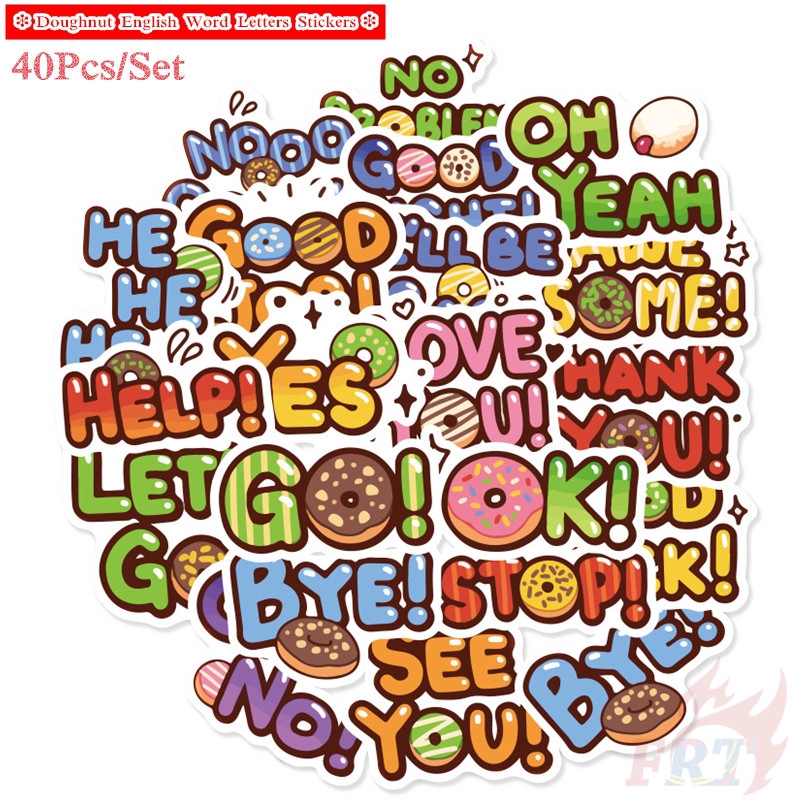 ❉ Doughnut English Word Letters Giấy và decal dán tường ❉40Pcs/Set DIY Decals Stickers for Album Diary Laptop Scrapbooks