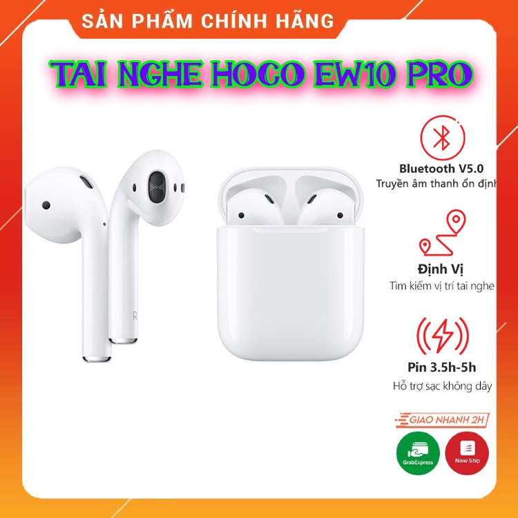Tai Nghe Không Dây Bluetooth HOCO EW10. Tai Nghe EW10 Phiên Bản Cao Cấp Hỗ Trợ Định Vị, Đổi Tên, Sạc Không Dây Cao Cấp