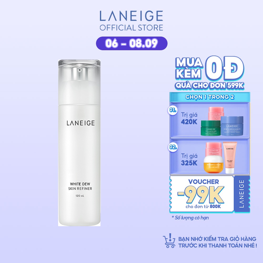 Nước cân bằng dưỡng trắng da Laneige White Dew Skin Refiner 120Ml