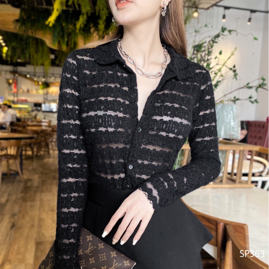 CHIDU Áo sơ mi ren dài tay, áo công sở nữ cách điệu SP363 | BigBuy360 - bigbuy360.vn