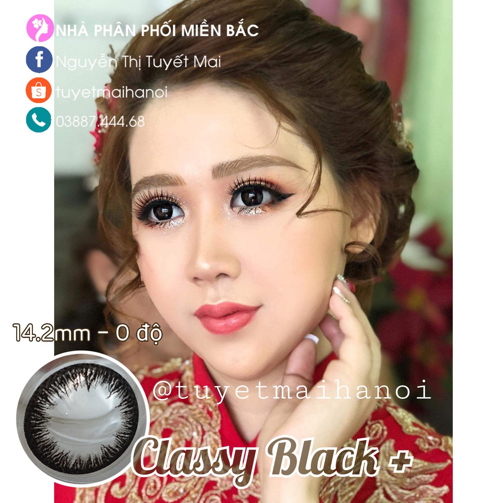 [ Ảnh Thật ] Lens Đen Tự Nhiên Siêu Êm Siêu Mềm Classy Black 14.2mm 0 Độ - Lens Hàn Quốc Chính Hãng Vassen Sexy Me