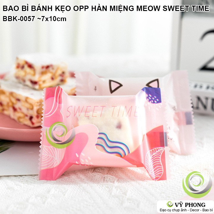 BAO BÌ TÚI HÀN MIỆNG 7x10cm ĐỰNG BÁNH KẸOĐỰNG COOKIE ĐẬU PHỘNG PHONG CÁCH HÀN QUỐC MEOW SWEET TIME BBK-0057