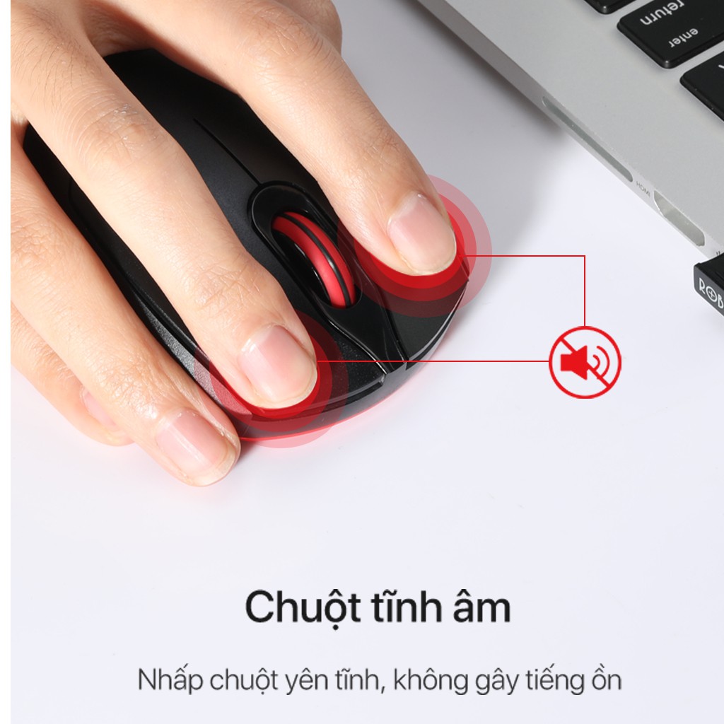 Chuột Quang Không Dây Tĩnh Âm ROBOT M310 Tĩnh Âm Cảm Biến Quang Học Khoảng Cách Tín Hiệu 20m