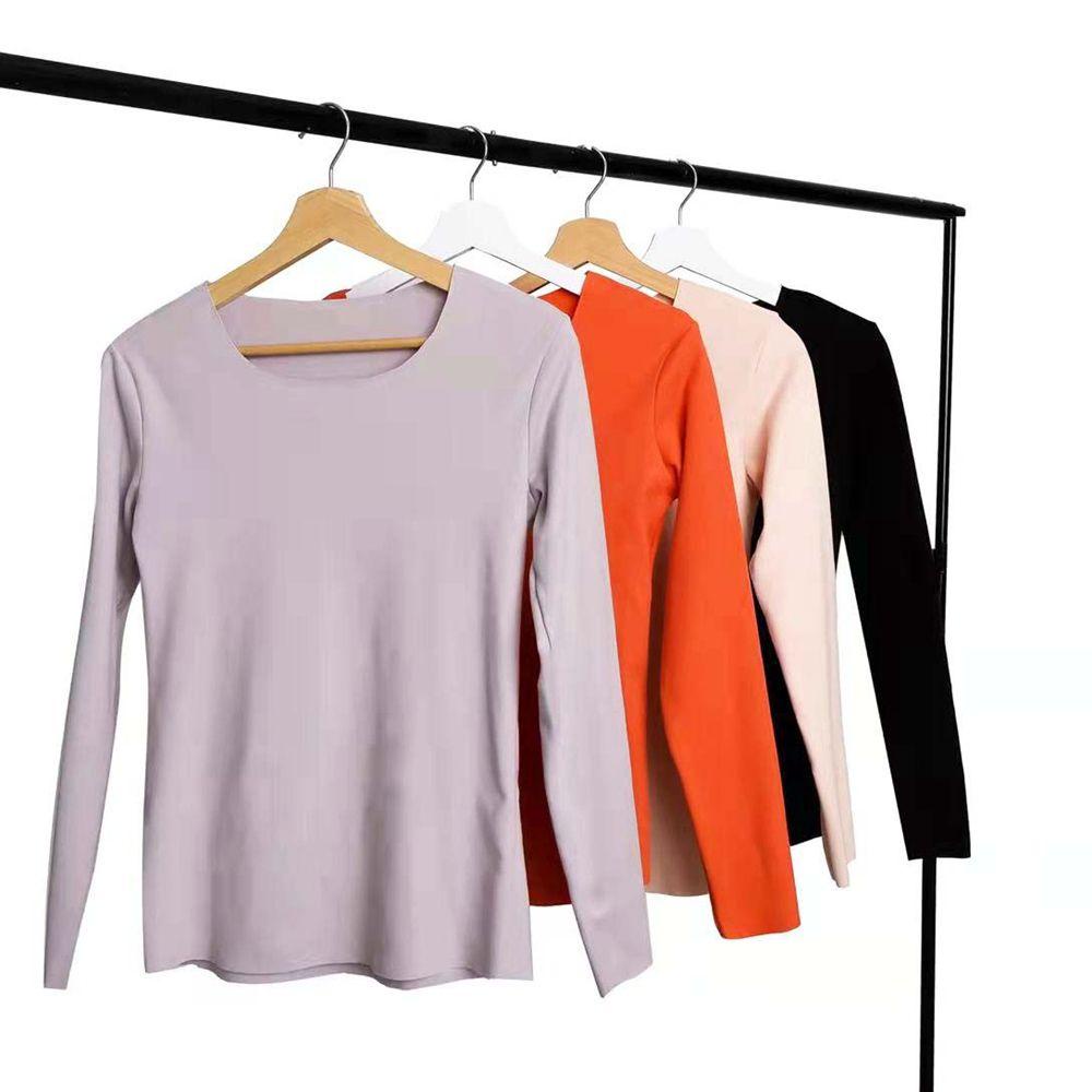 OCEANMAP Bộ Đồ Lót Dài Tay Giữ Ấm Màu Sắc Đơn Giản Cho Nữ