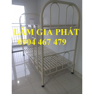 Giường tầng sắt tròn - giường tâng giá rẻ - Ngang 2 tầng 1m x 2m