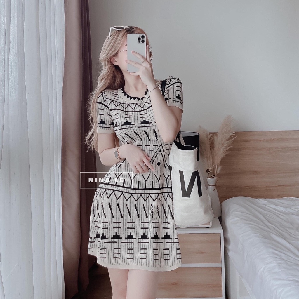 Váy đầm nữ len cao cấp đẹp dáng ngắn quảng châu