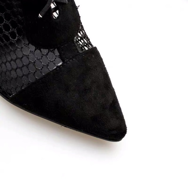 Boots đùi lưới phối da lộn gót nhọn 10cm sang chảnh  sz35-40