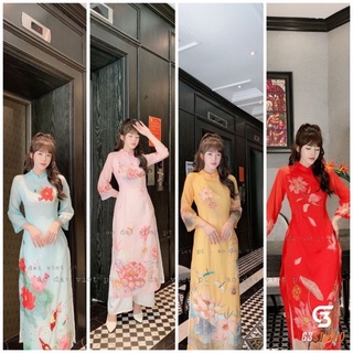 Áo dài, áo cách tân tơ 4 tà kết nổi đẹp mẫu mới c2