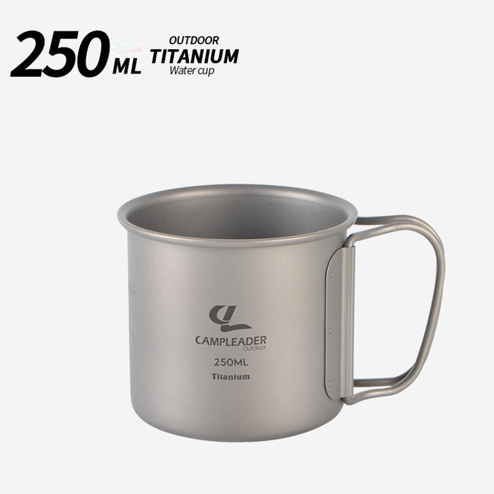 Cốc Uống Nước Bằng Titan Siêu Nhẹ Có Nắp Đậy Và Tay Cầm 2 Kích Thước 250 / 375ml