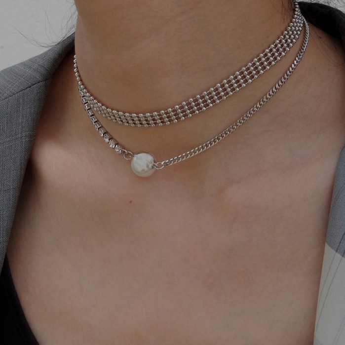 Choker 2 lớp hạt ngọc trai nhân tạo sang chảnh CK140