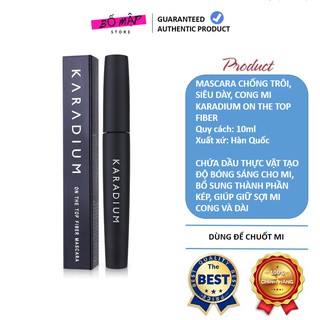 [SALE] [CAM KẾT 100% CHÍNH HÃNG] Mascara Chống Trôi Karadium On The Top Fiber Siêu Dày Và Cong Mi 10ml Hàn Quốc