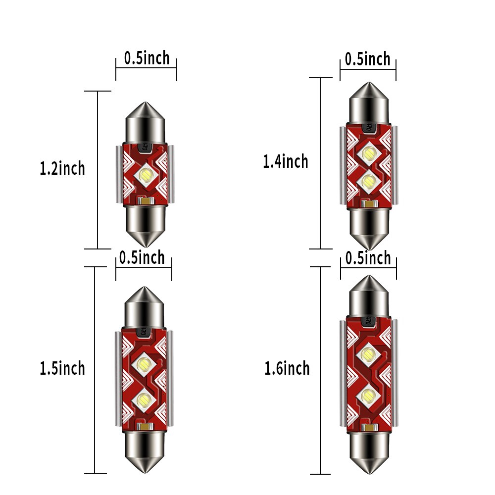 2 Chip Đèn Led 12v / 24v 31mm 36mm 39mm 41mm 3535 C5W C10W Cho Xe Hơi