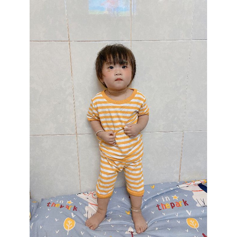 Bộ Cộc Tay Kẻ Sọc Cho Bé Trai Bé Gái - Cotton Minky Mom Kẻ Sọc - Co Giãn Tốt Mềm Mịn Thấm Hút Mồ Hôi (BA01)