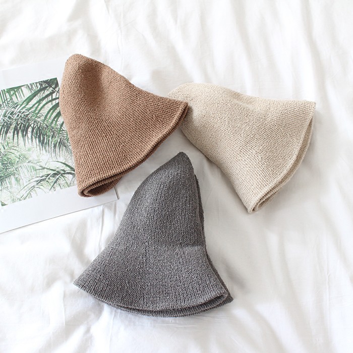 Mũ rộng vành cotton vải lanh phong cách Nhật Bản thời trang dành cho nữ